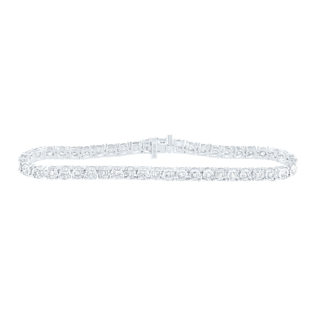 10kt White Gold Womens Round Diamond Classic Tennis Bracelet 1/12 Cttw Daisy Joyeria
