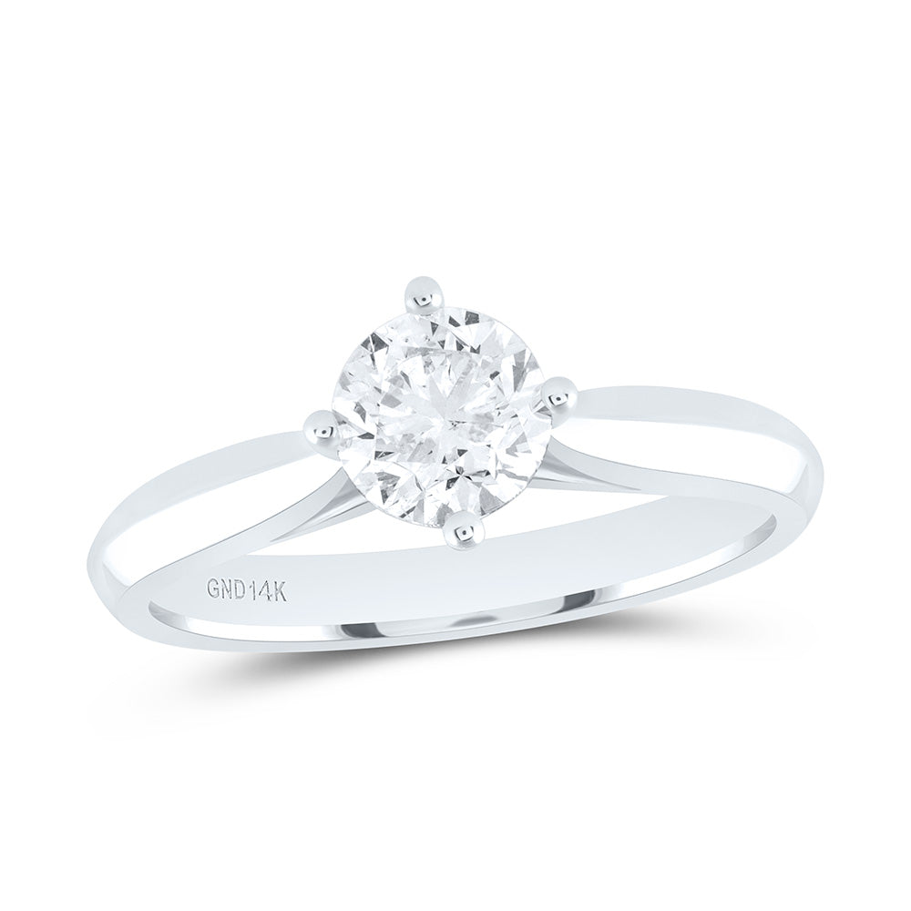 14kt White Gold Womens Round Diamond Solitaire Bridal Wedding Engagement Ring 1.00 Cttw (Certified) 7 Daisy Joyeria