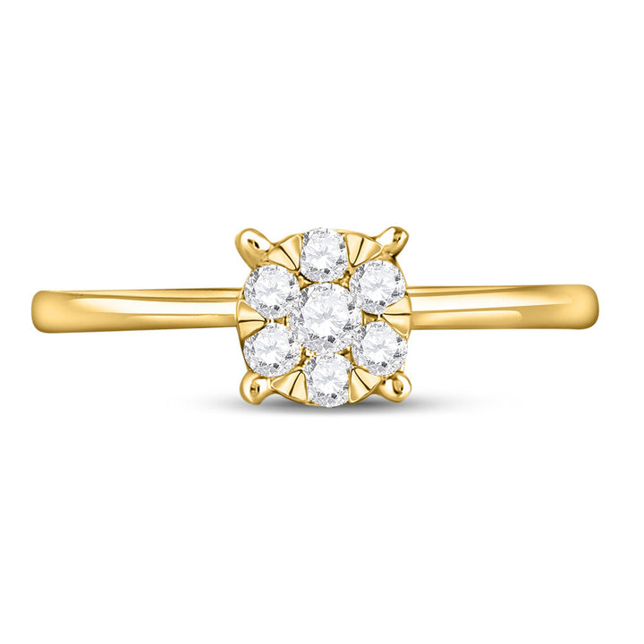 10kt Yellow Gold Womens Round Diamond Fashion Cluster Ring 1/4 Cttw 7 Daisy Joyeria