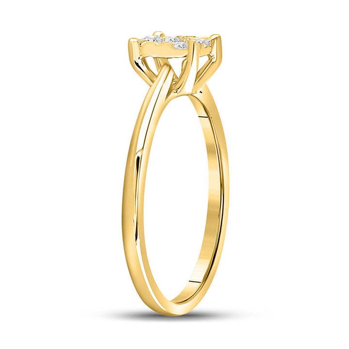 10kt Yellow Gold Womens Round Diamond Fashion Cluster Ring 1/4 Cttw 7 Daisy Joyeria