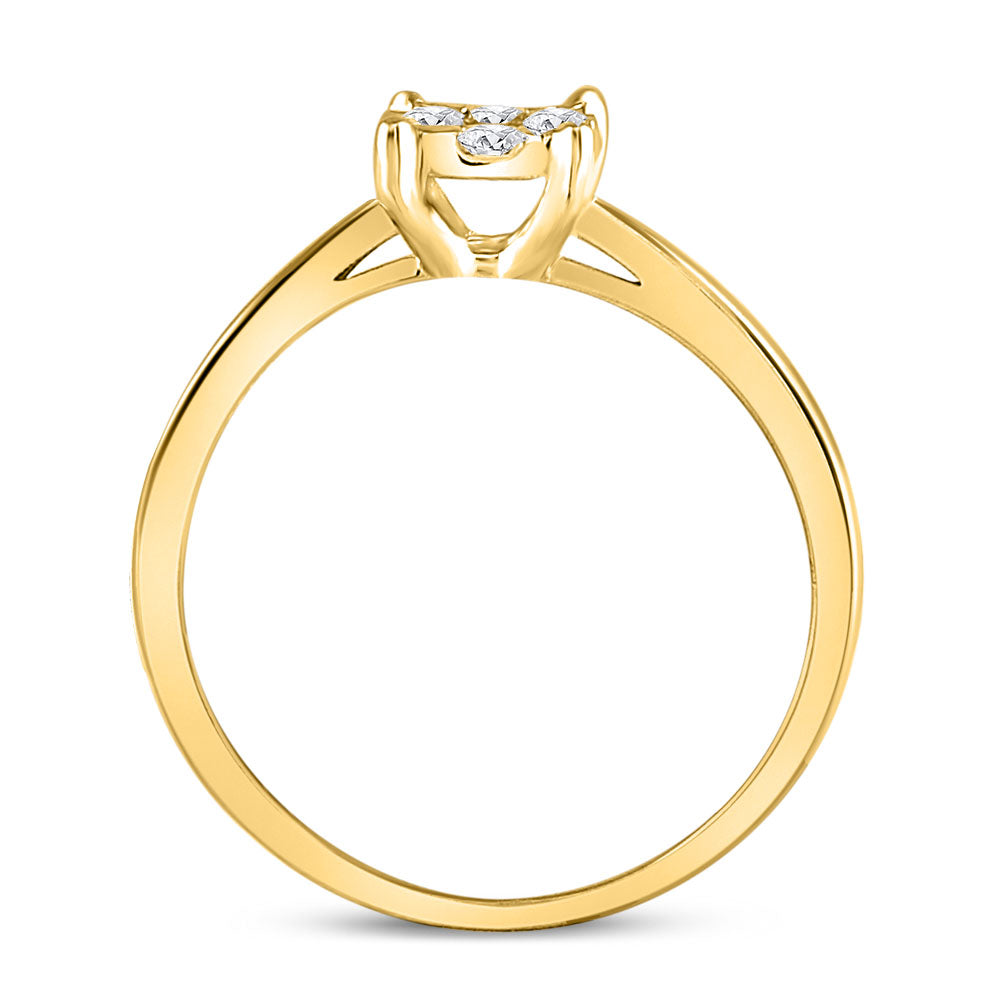10kt Yellow Gold Womens Round Diamond Fashion Cluster Ring 1/4 Cttw 7 Daisy Joyeria