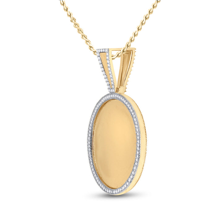 10kt Yellow Gold Mens Round Diamond Circle Picture Memory Pendant 5/8 Cttw Daisy Joyeria