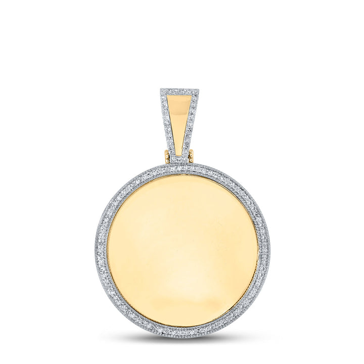 10kt Yellow Gold Mens Round Diamond Circle Picture Memory Pendant 5/8 Cttw Daisy Joyeria