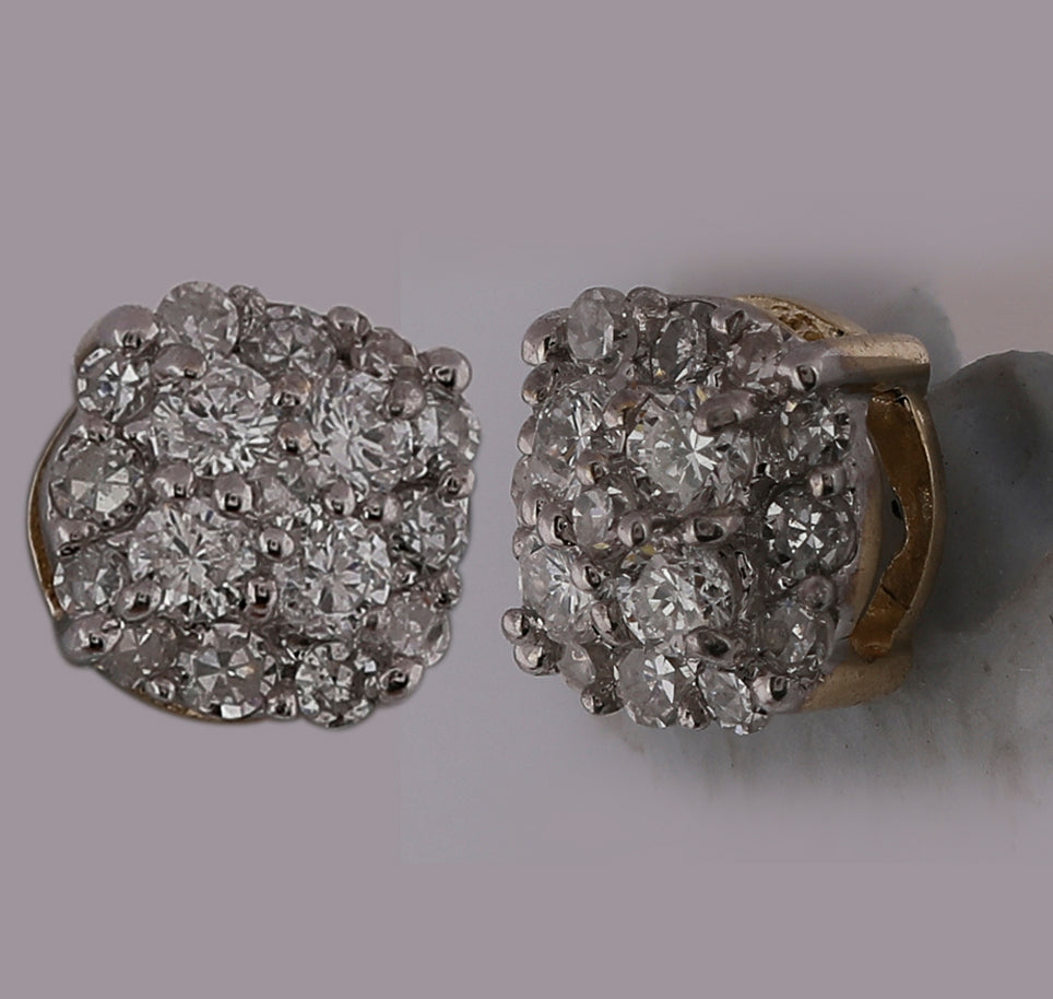 10kt Yellow Gold Womens Round Diamond Fashion Cluster Earrings 1/5 Cttw Daisy Joyeria