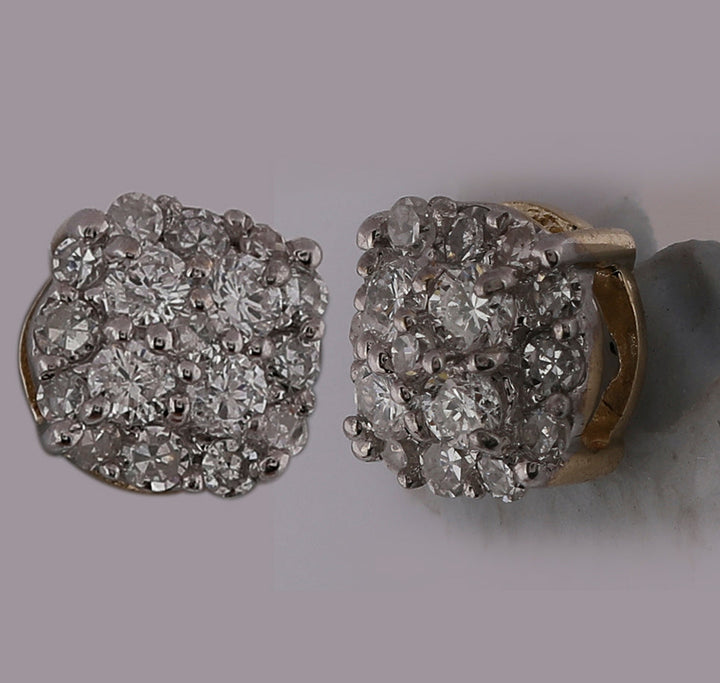 10kt Yellow Gold Womens Round Diamond Fashion Cluster Earrings 1/5 Cttw Daisy Joyeria