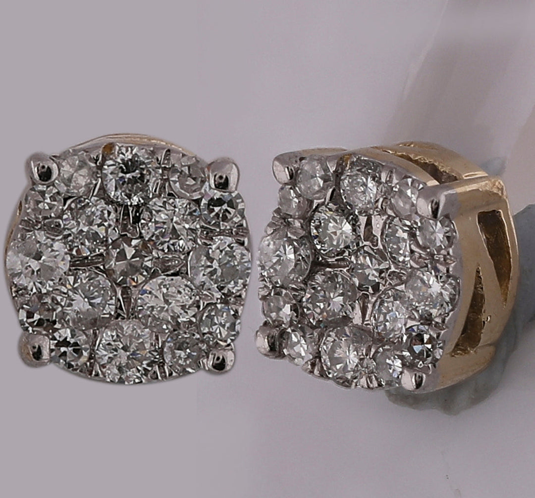 10kt Yellow Gold Womens Round Diamond Fashion Cluster Earrings 1/4 Cttw Daisy Joyeria
