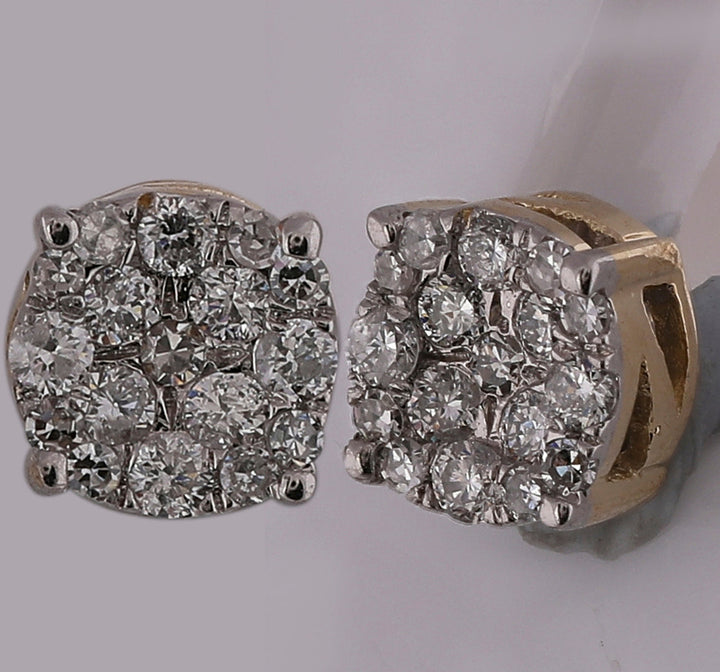 10kt Yellow Gold Womens Round Diamond Fashion Cluster Earrings 1/4 Cttw Daisy Joyeria