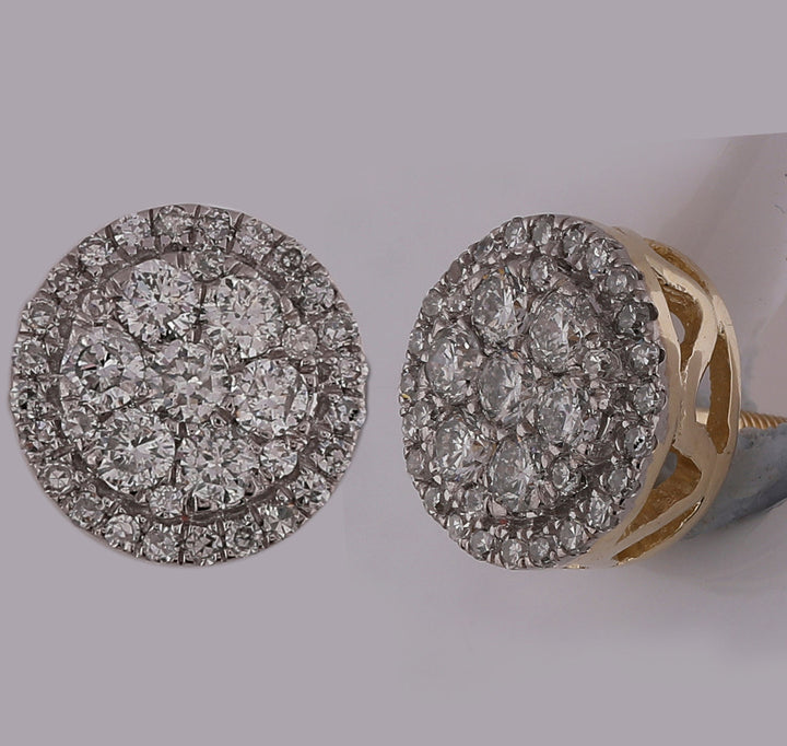 10kt Yellow Gold Womens Round Diamond Flower Cluster Earrings 3/8 Cttw Daisy Joyeria