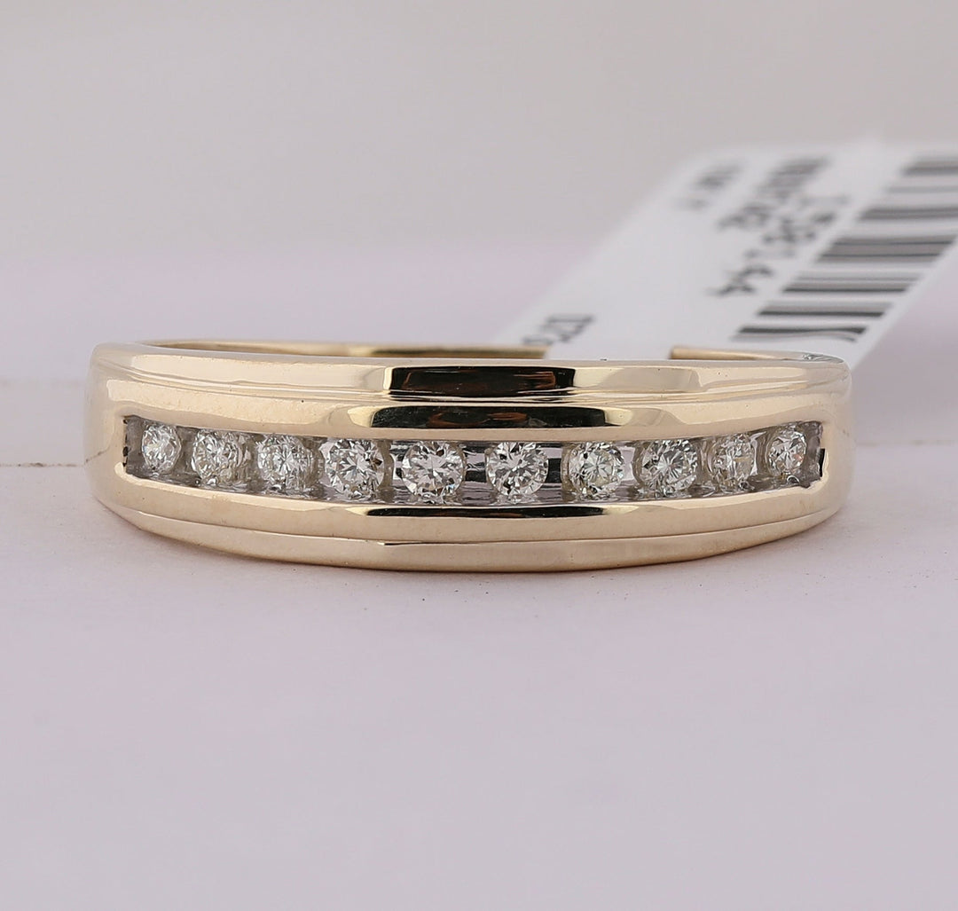 10kt Yellow Gold Mens Round Diamond Wedding Channel-Set Band Ring 1/5 Cttw 10 Daisy Joyeria