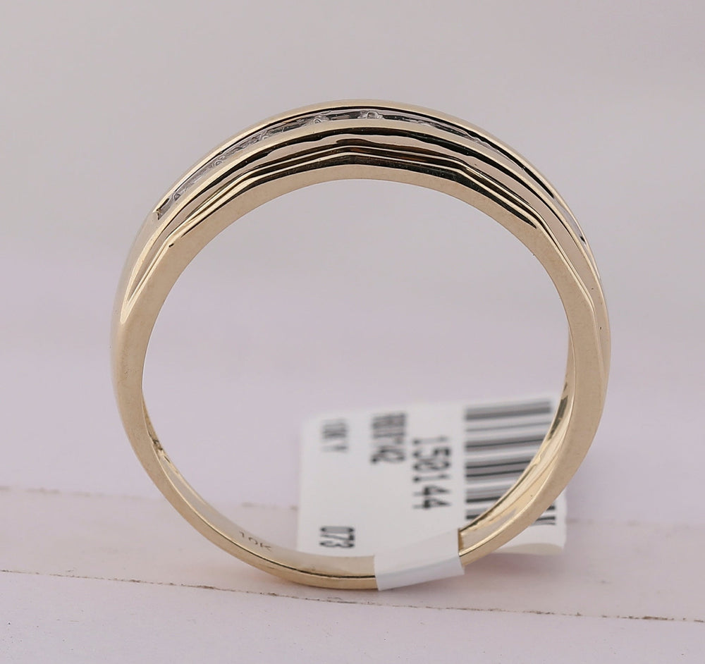 10kt Yellow Gold Mens Round Diamond Wedding Channel-Set Band Ring 1/5 Cttw 10 Daisy Joyeria