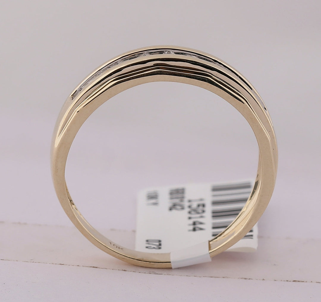 10kt Yellow Gold Mens Round Diamond Wedding Channel-Set Band Ring 1/5 Cttw 10 Daisy Joyeria