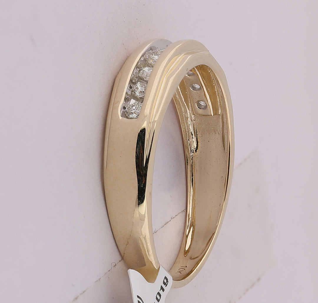 10kt Yellow Gold Mens Round Diamond Wedding Channel-Set Band Ring 1/5 Cttw 10 Daisy Joyeria