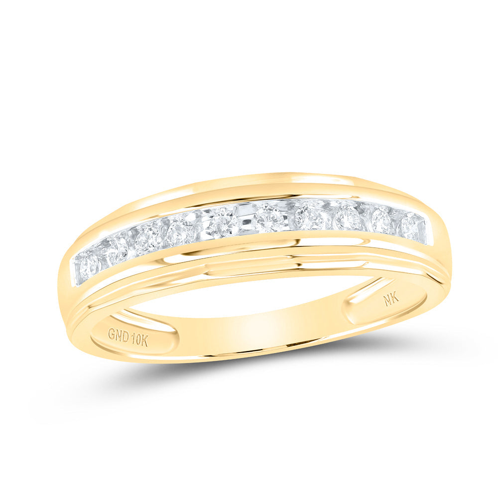 10kt Yellow Gold Mens Round Diamond Wedding Channel-Set Band Ring 1/5 Cttw 10 Daisy Joyeria