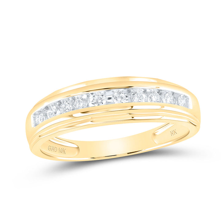 10kt Yellow Gold Mens Round Diamond Wedding Channel-Set Band Ring 1/5 Cttw 10 Daisy Joyeria