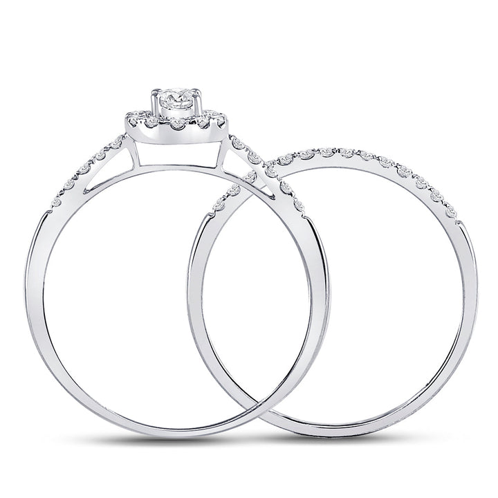 10kt White Gold Womens Round Diamond Bridal Wedding Engagement Ring Band Set 1/2 Cttw 7 Daisy Joyeria
