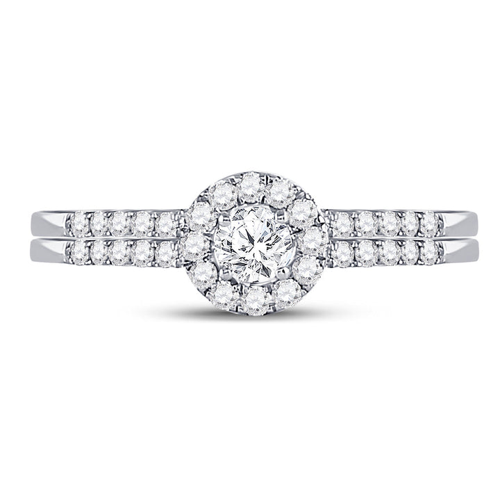 10kt White Gold Womens Round Diamond Bridal Wedding Engagement Ring Band Set 1/2 Cttw 7 Daisy Joyeria