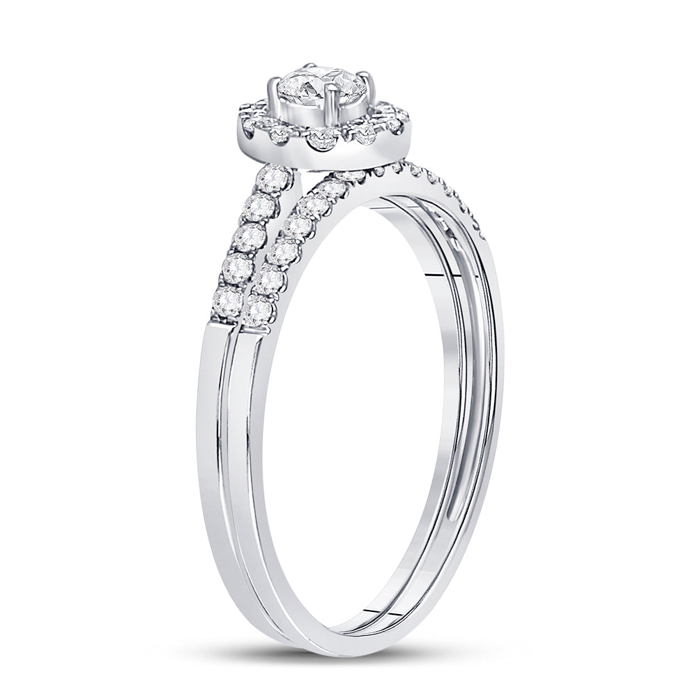 10kt White Gold Womens Round Diamond Bridal Wedding Engagement Ring Band Set 1/2 Cttw 7 Daisy Joyeria