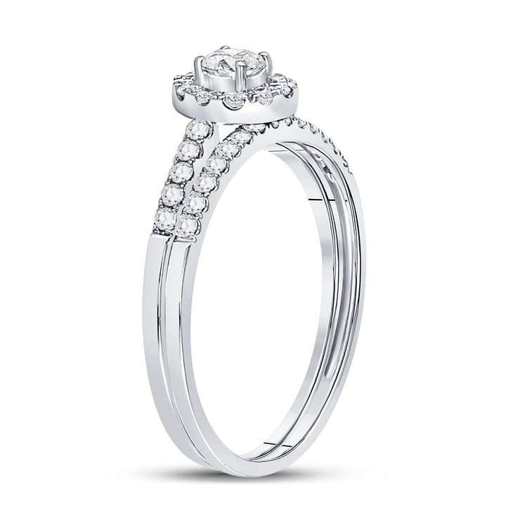 10kt White Gold Womens Round Diamond Bridal Wedding Engagement Ring Band Set 1/2 Cttw 7 Daisy Joyeria