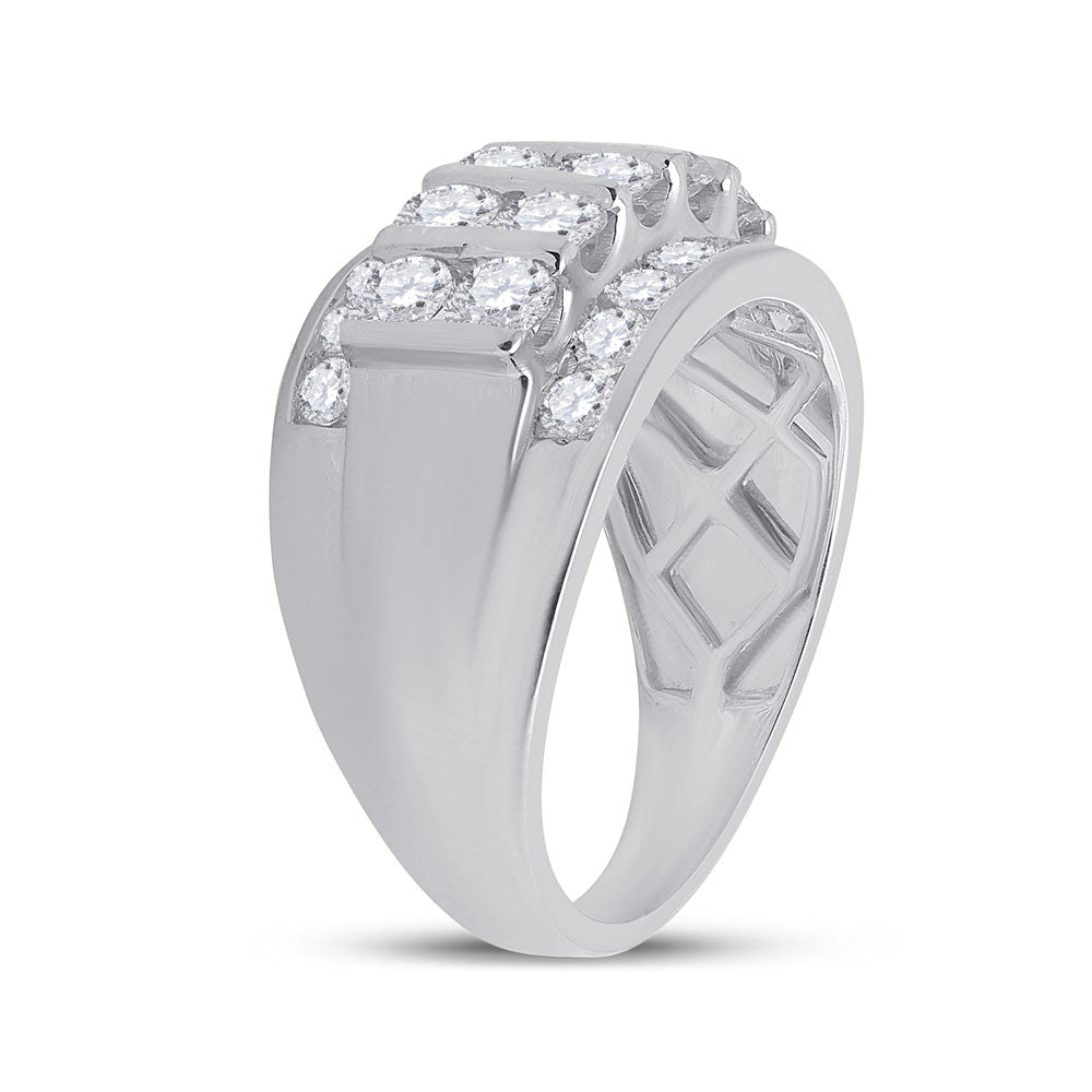 14kt White Gold Mens Round Diamond Channel-Set Band Ring 3.00 Cttw 10 Daisy Joyeria