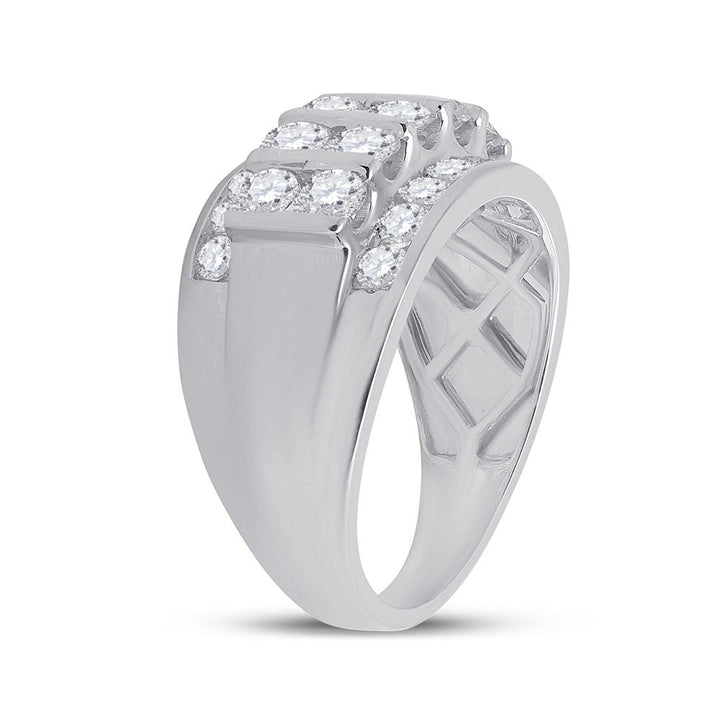 14kt White Gold Mens Round Diamond Channel-Set Band Ring 3.00 Cttw 10 Daisy Joyeria
