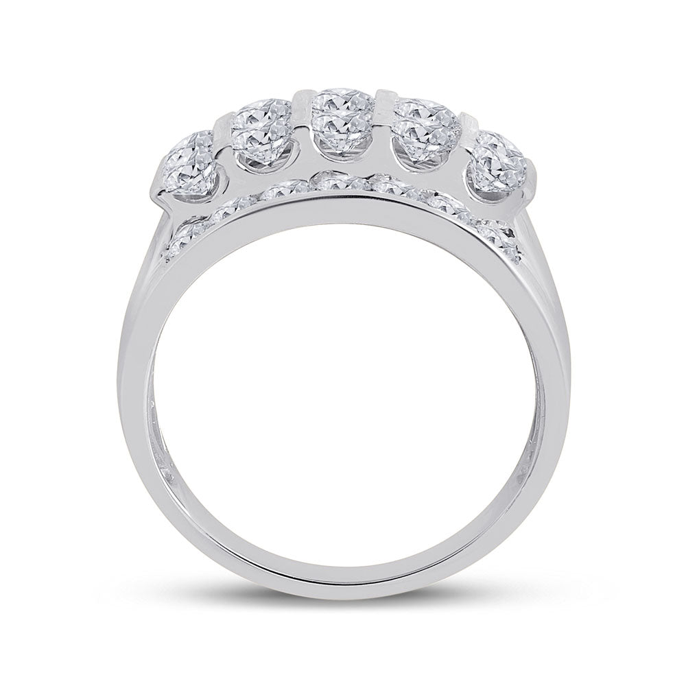 14kt White Gold Mens Round Diamond Channel-Set Band Ring 3.00 Cttw 10 Daisy Joyeria