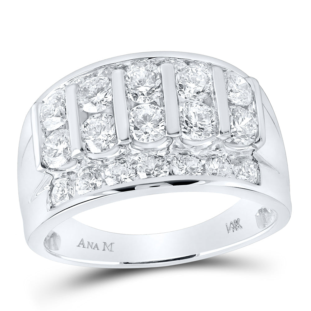 14kt White Gold Mens Round Diamond Channel-Set Band Ring 3.00 Cttw 10 Daisy Joyeria