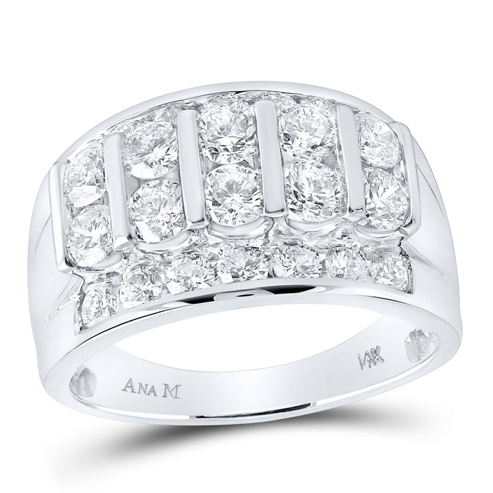 14kt White Gold Mens Round Diamond Channel-Set Band Ring 3.00 Cttw 10 Daisy Joyeria