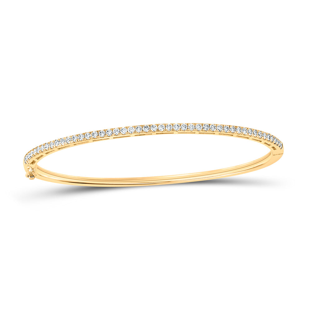 14kt Yellow Gold Womens Round Diamond Classic Bangle Bracelet 1.00 Cttw Daisy Joyeria