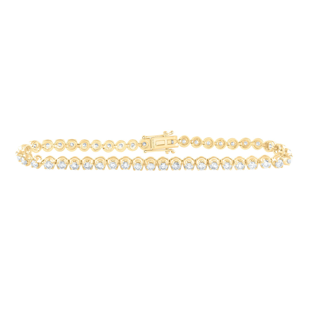 14kt Yellow Gold Womens Round Diamond Classic Tennis Bracelet 4.00 Cttw Daisy Joyeria