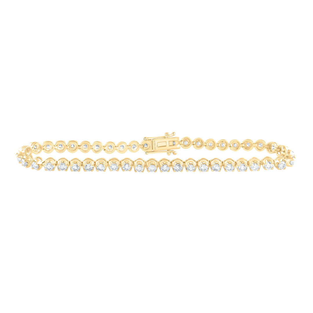 14kt Yellow Gold Womens Round Diamond Classic Tennis Bracelet 4.00 Cttw Daisy Joyeria