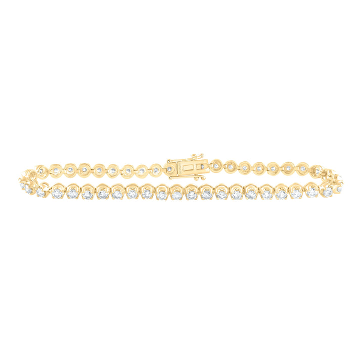 14kt Yellow Gold Womens Round Diamond Classic Tennis Bracelet 4.00 Cttw Daisy Joyeria