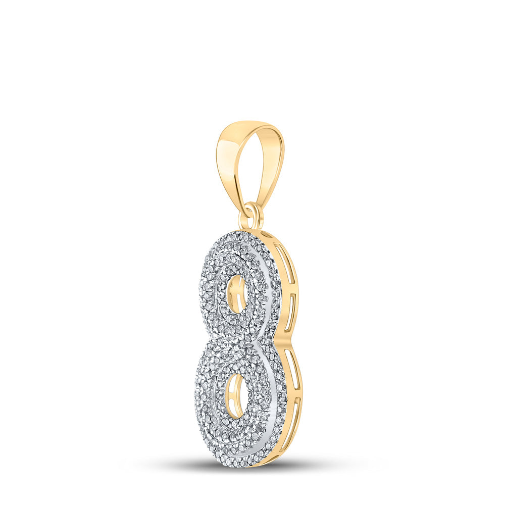 10kt Yellow Gold Mens Round Diamond Number 8 Charm Pendant 1/2 Cttw Daisy Joyeria