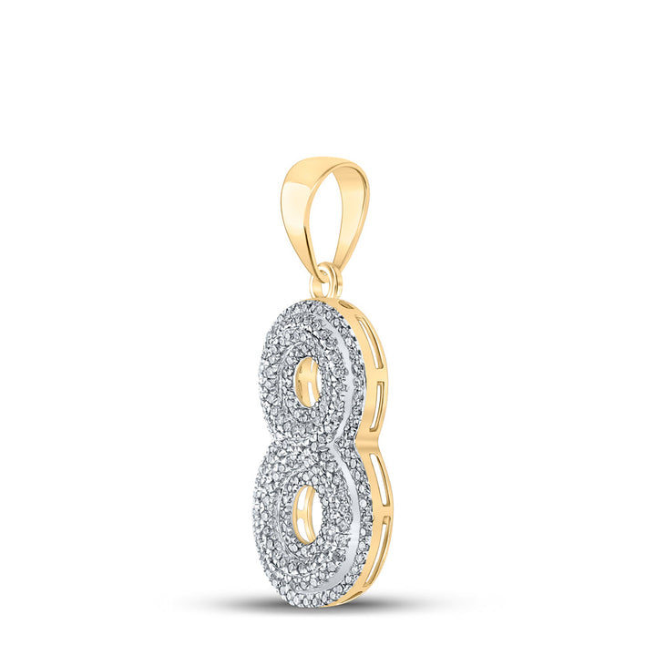 10kt Yellow Gold Mens Round Diamond Number 8 Charm Pendant 1/2 Cttw Daisy Joyeria