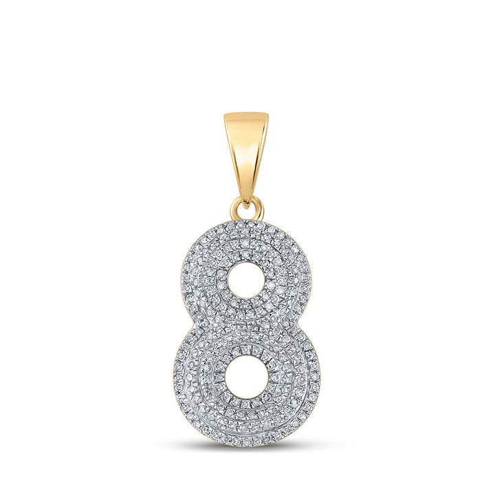 10kt Yellow Gold Mens Round Diamond Number 8 Charm Pendant 1/2 Cttw Daisy Joyeria
