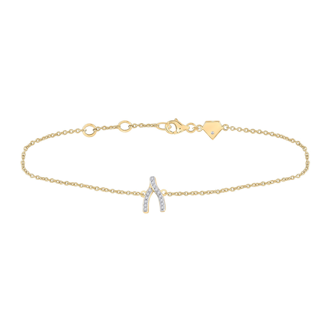 Sterling Silver Womens Round Diamond Wishbone Fashion Bracelet 1/12 Cttw Daisy Joyeria