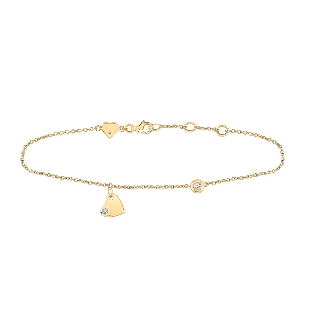 Sterling Silver Womens Round Diamond Fashion Heart Bracelet 1/20 Cttw Daisy Joyeria