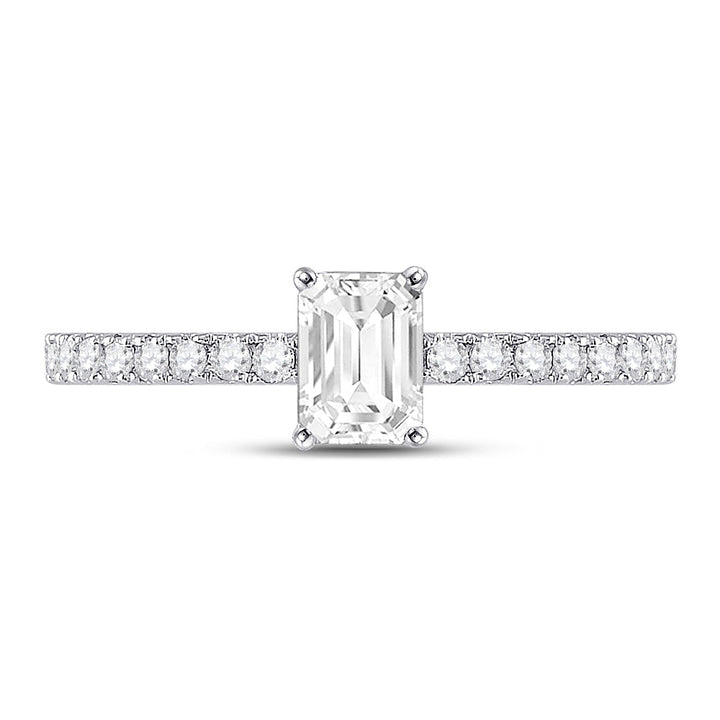 14kt White Gold Womens Emerald Diamond Solitaire Bridal Wedding Engagement Ring 1.00 Cttw (Certified) 7 Daisy Joyeria
