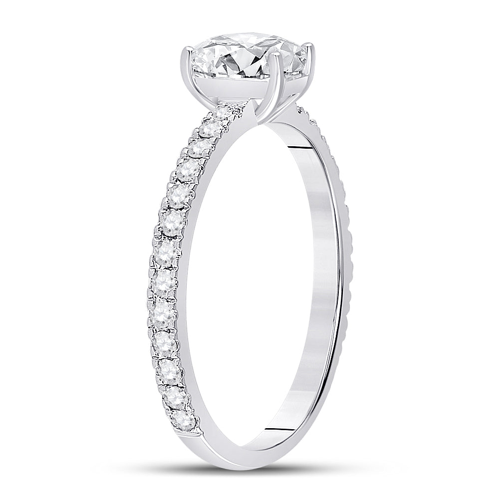 14kt White Gold Womens Emerald Diamond Solitaire Bridal Wedding Engagement Ring 1.00 Cttw (Certified) 7 Daisy Joyeria