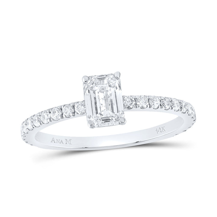 14kt White Gold Womens Emerald Diamond Solitaire Bridal Wedding Engagement Ring 1.00 Cttw (Certified) 7 Daisy Joyeria