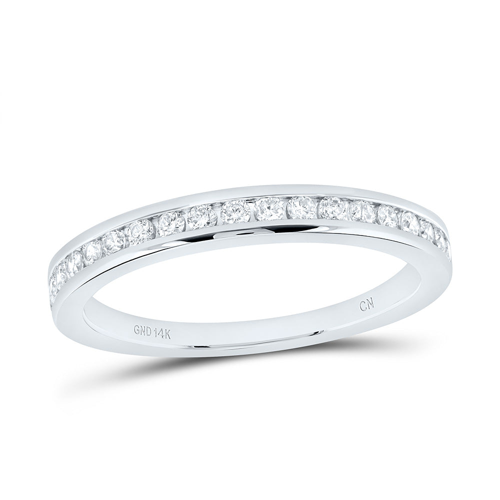 14kt White Gold Womens Round Diamond Wedding Single Row Band 1/4 Cttw 7 Daisy Joyeria
