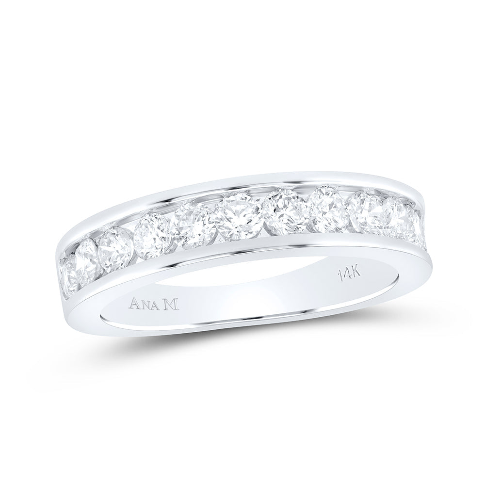 14kt White Gold Womens Round Diamond Wedding Single Row Band 1.00 Cttw 7 Daisy Joyeria