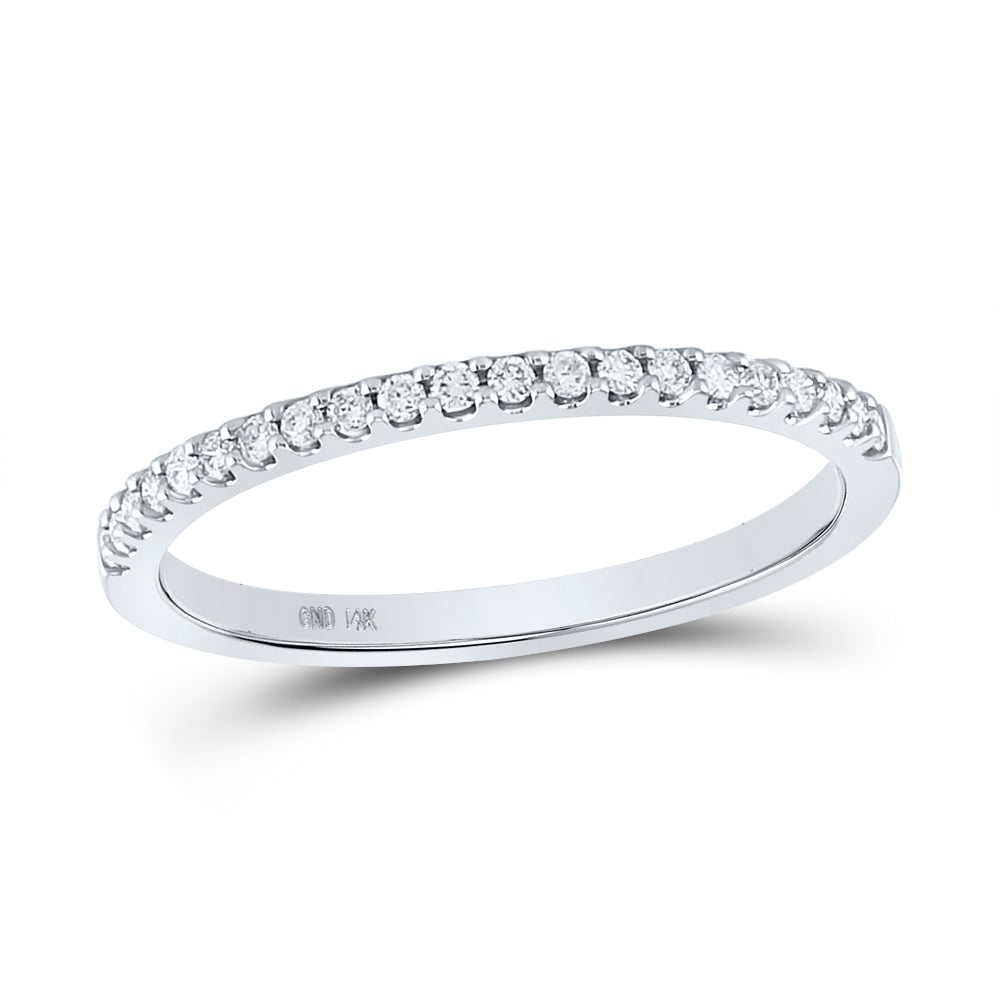 14kt White Gold Womens Round Diamond Wedding Single Row Band 1/6 Cttw 7 Daisy Joyeria