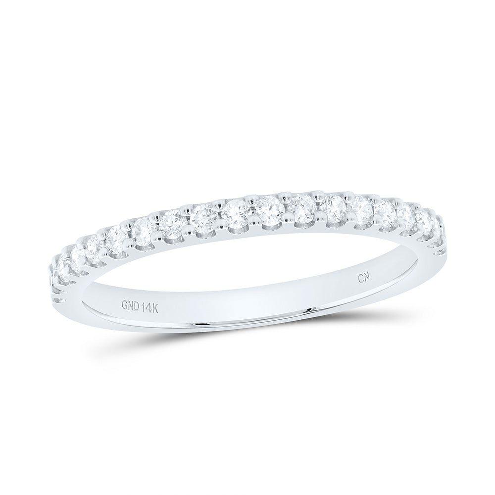 14kt White Gold Womens Round Diamond Wedding Single Row Band 1/4 Cttw 7 Daisy Joyeria