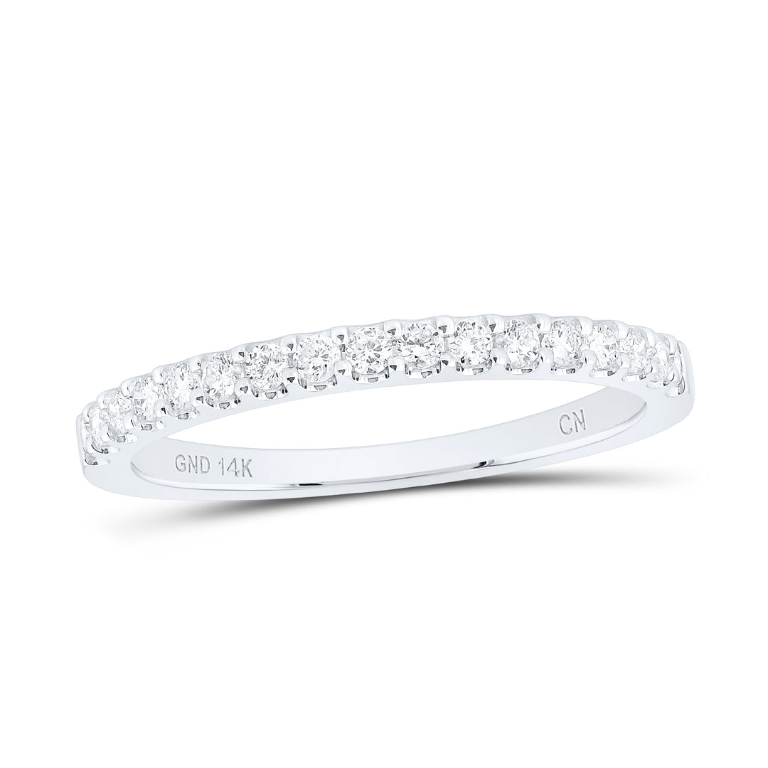 14kt White Gold Womens Round Diamond Wedding Single Row Band 1/3 Cttw 7 Daisy Joyeria