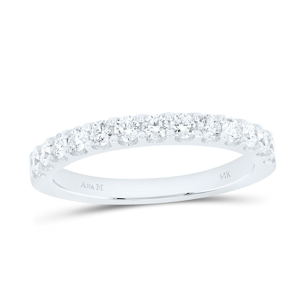 14kt White Gold Womens Round Diamond Wedding Single Row Band 1/2 Cttw 7 Daisy Joyeria