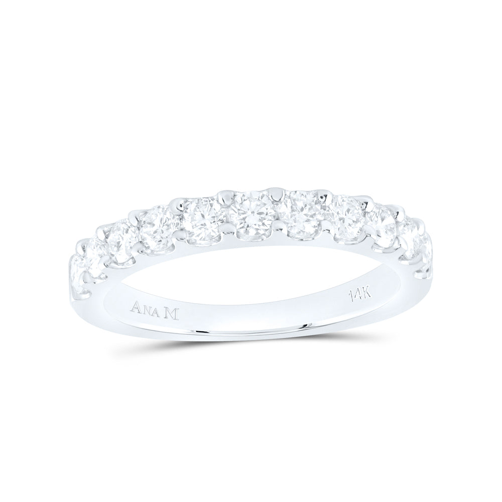 14kt White Gold Womens Round Diamond Wedding Single Row Band 3/4 Cttw 7 Daisy Joyeria