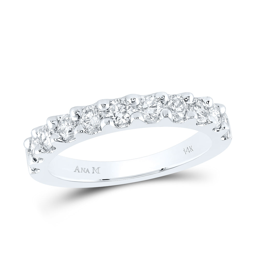 14kt White Gold Womens Round Diamond Wedding Single Row Band 7/8 Cttw 7 Daisy Joyeria