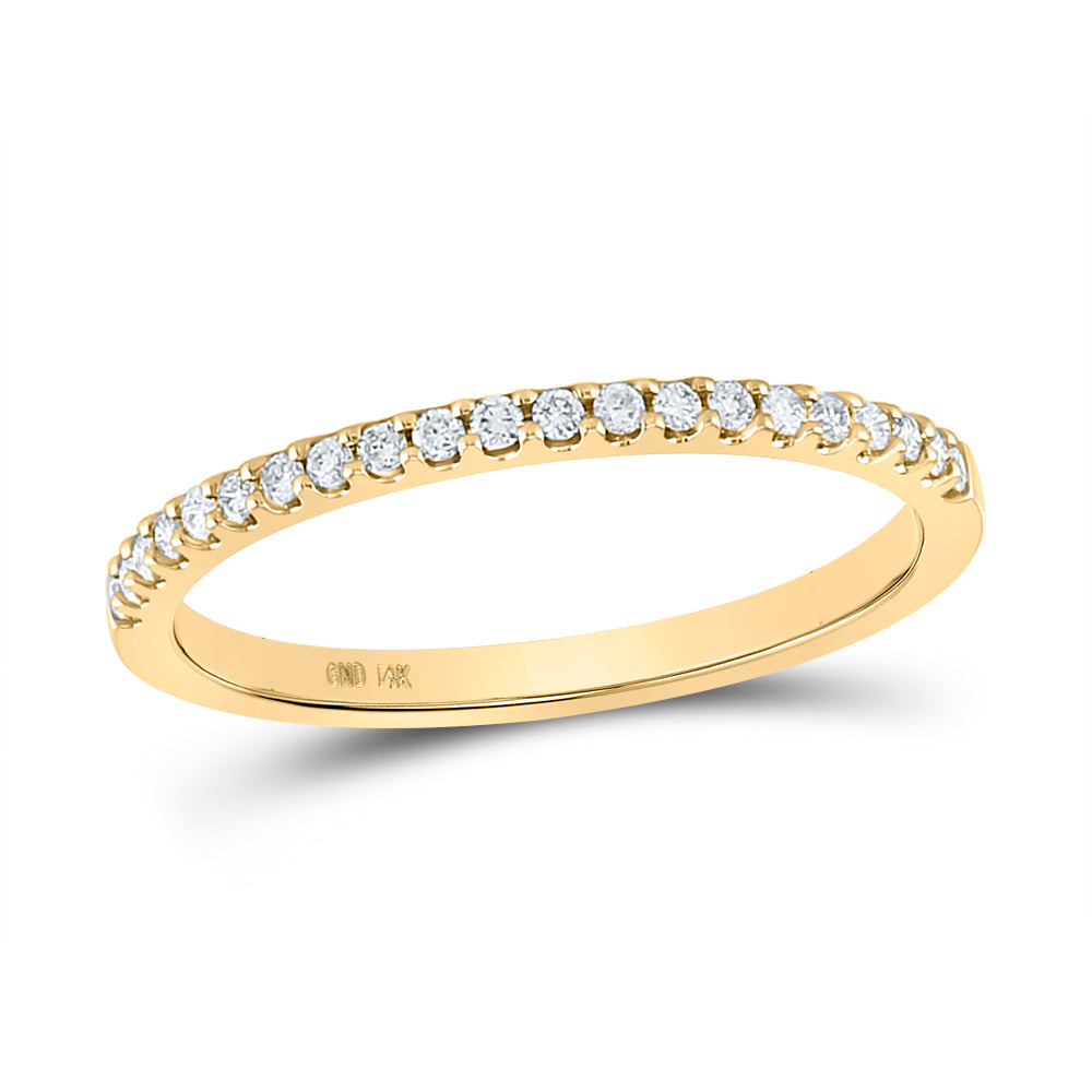 14kt Yellow Gold Womens Round Diamond Wedding Single Row Band 1/6 Cttw 7 Daisy Joyeria