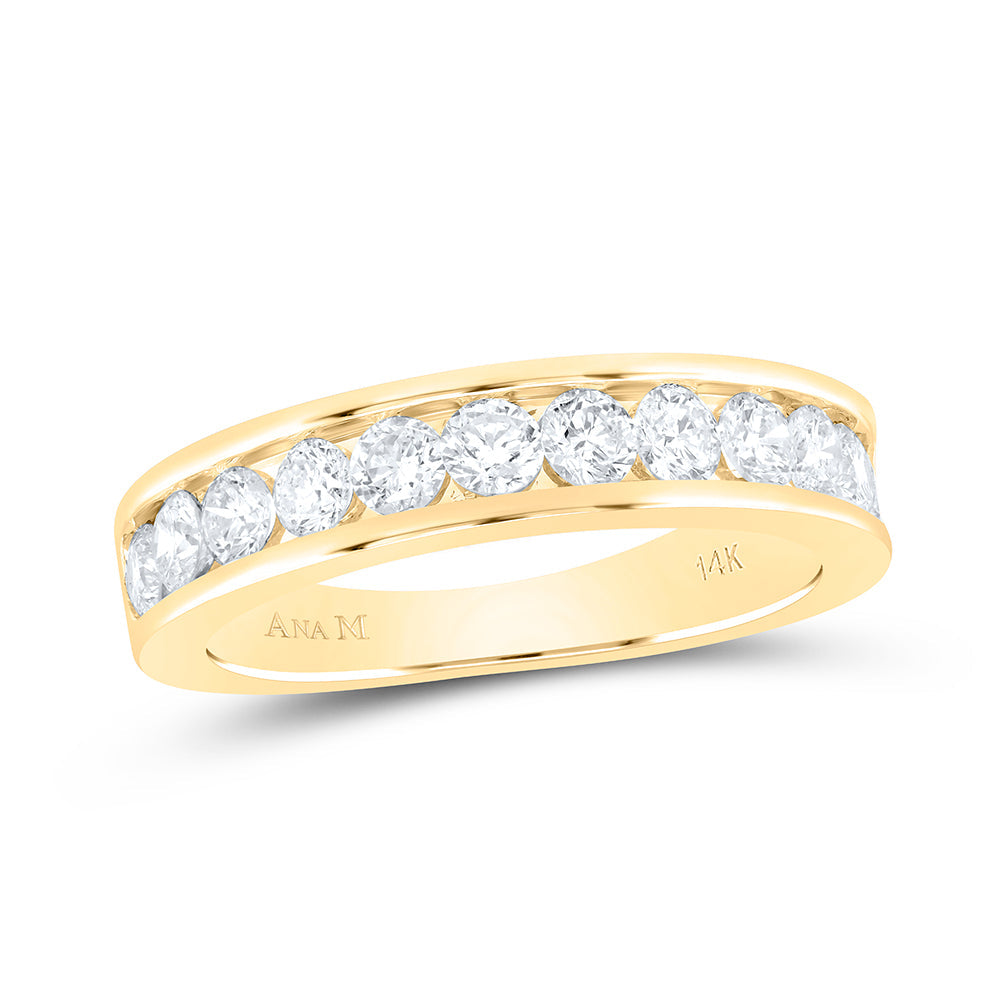 14kt Yellow Gold Womens Round Diamond Wedding Single Row Band 1.00 Cttw 7 Daisy Joyeria