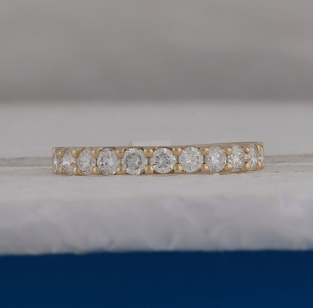 14kt Yellow Gold Womens Round Diamond Wedding Single Row Band 3/4 Cttw 7 Daisy Joyeria